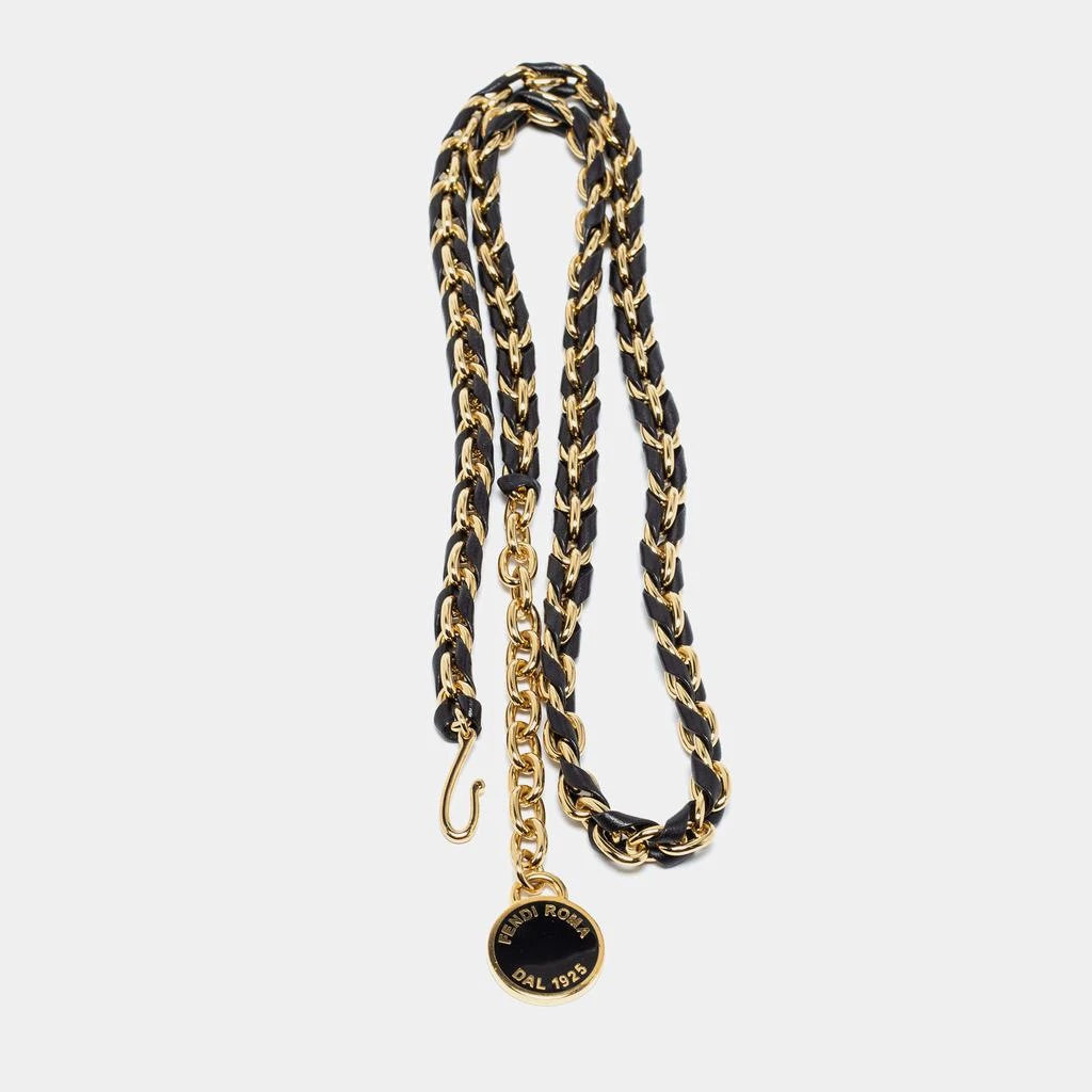 商品[二手商品] Fendi|Fendi Black Leather Chain Logo Waist Belt,价格¥4725,第3张图片详细描述