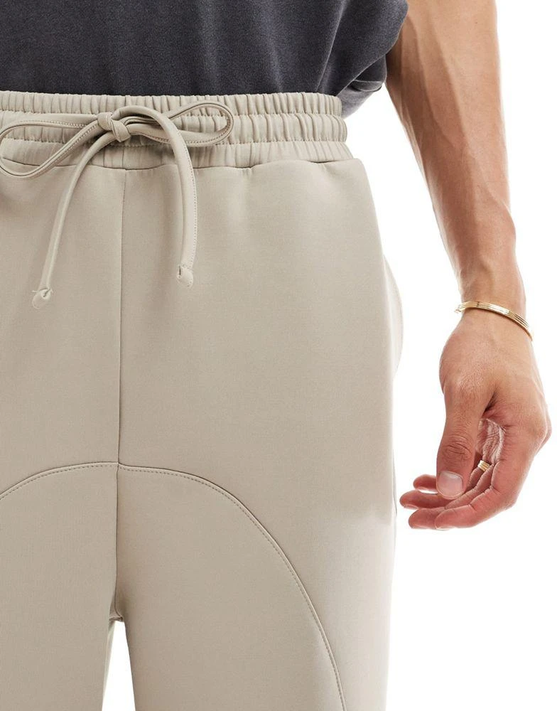 商品ASOS|ASOS DESIGN wide leg scuba fixed hem jogger in beige,价格¥207,第5张图片详细描述