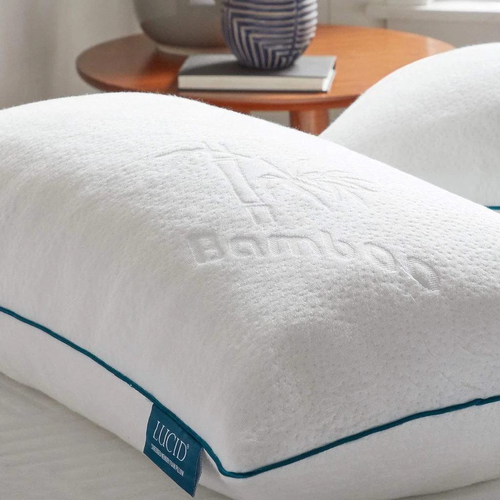 商品LUCID|Premium Shredded Memory Foam Pillow-Hypoallergenic-Adjustable Loft-2 Pack,价格¥253,第3张图片详细描述