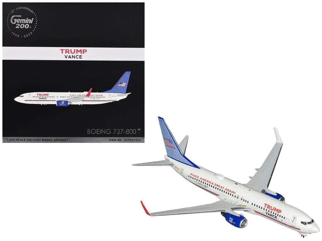 商品GeminiJets|Boeing 737-800 Commercial Aircraft "Trump-Vance Campaign" (N917XA) White with Blue Tail "Gemini 200" Series 1/200 Diecast Model Airplane by,价格¥1141,第2张图片详细描述