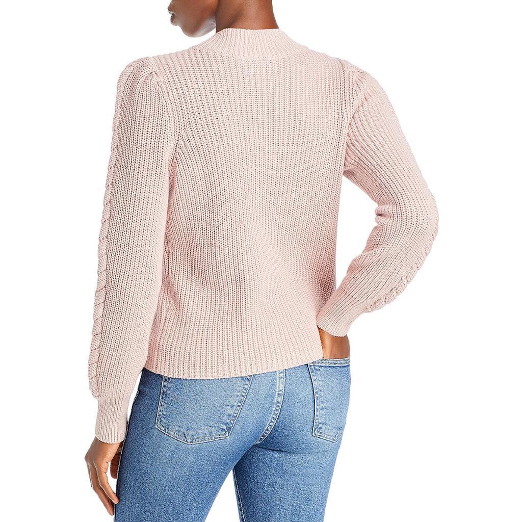 商品AQUA|Aqua Womens Cable Knit Puff Sleeve Mock Turtleneck Sweater,价格¥150,第5张图片详细描述