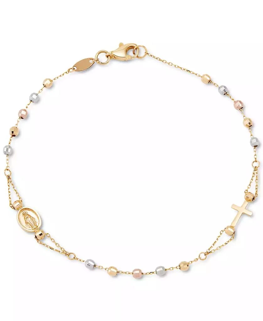 商品Macy's|Tricolor Rosary Bracelet in 10K Gold, White Gold, & Rose Gold,价格¥2160,第1张图片