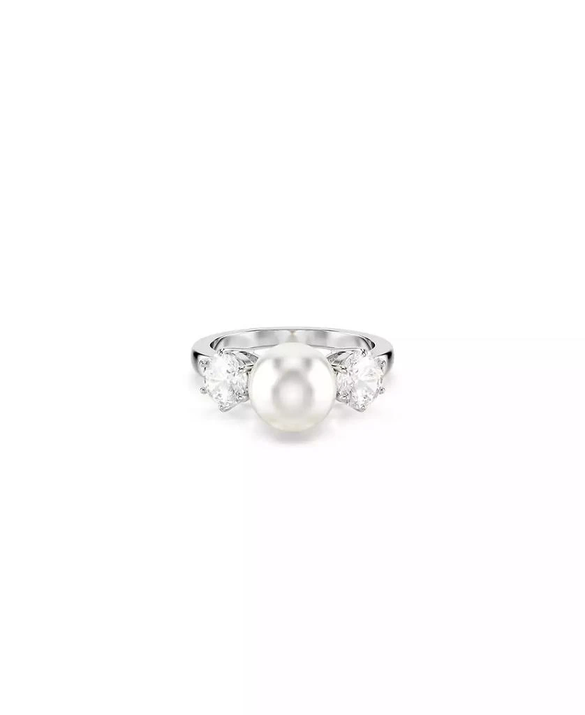 商品Swarovski|Crystal Pearl, Round Cut, White, Rhodium Plated Matrix Ring,价格¥967,第1张图片