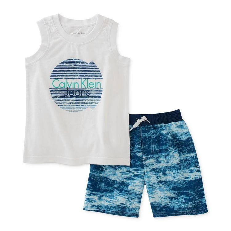 商品Calvin Klein|2-Pc. Graphic-Print Tank & Shorts Set, Baby Boys (0-24 months),价格¥57,第1张图片