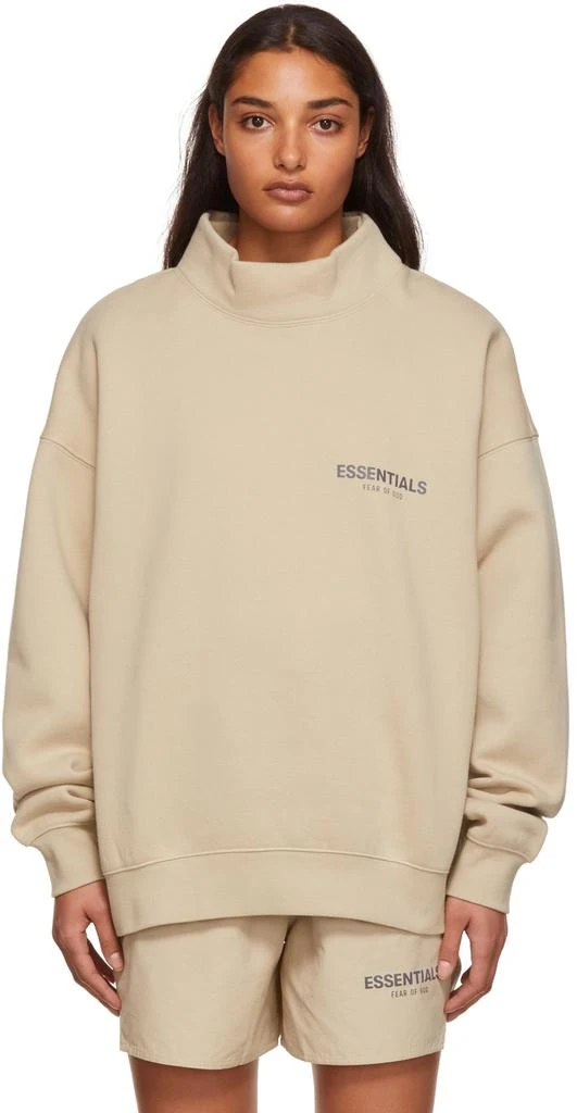 商品Essentials|SSENSE Exclusive Beige Mock Neck Sweatshirt,价格¥453,第1张图片