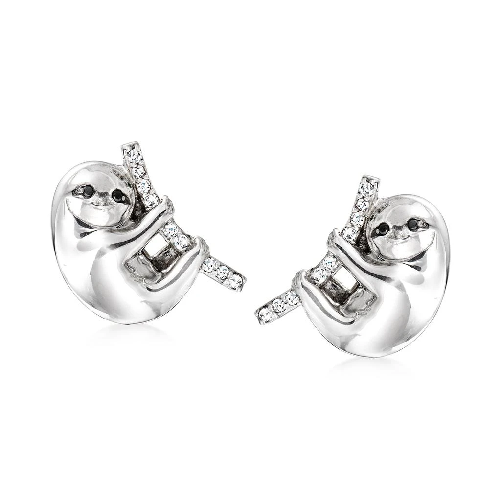 商品Ross-Simons|Black and White Diamond Sloth Earrings in Sterling Silver,价格¥2059,第1张图片