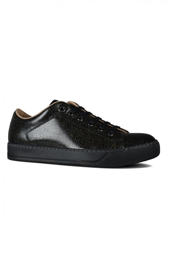 Luxury Sneakers For Men    Lanvin Dbb1 Sneakers In Black Leather With Cracked Effect商品第2张图片规格展示