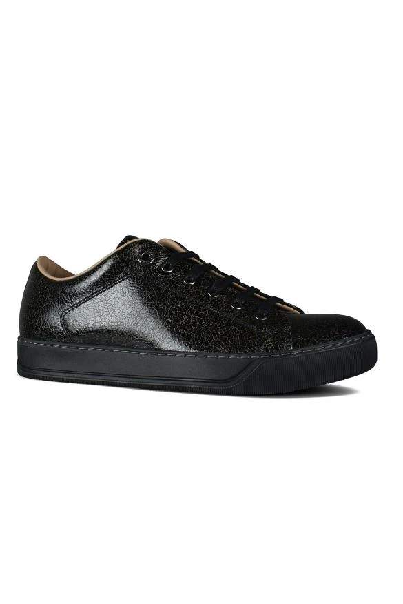 商品Lanvin|Luxury sneakers for men lanvin dbb1 sneakers in black leather with cracked effect,价格¥3587,第2张图片详细描述