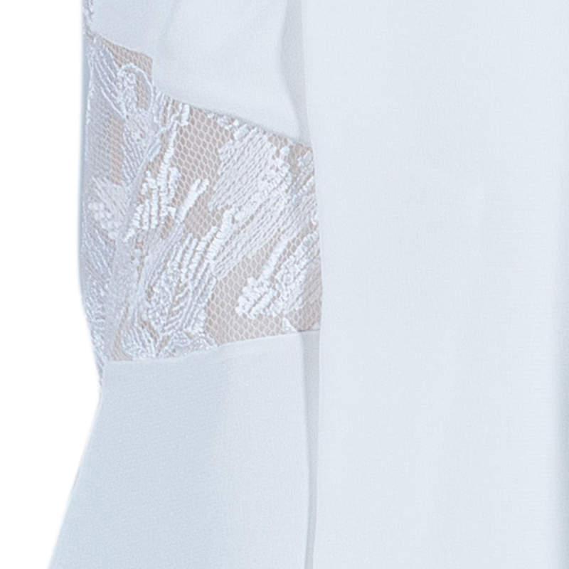 Prabal Gurung White Sleeveless Lace Insert Top M商品第6张图片规格展示