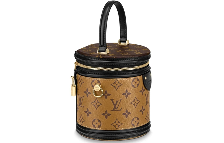 商品[国内直发] Louis Vuitton|Cannes 经典老花发财桶 涂层帆布拼牛皮饰边 水桶包手提单肩斜挎包 小号 女款 棕色,价格¥25127,第4张图片详细描述