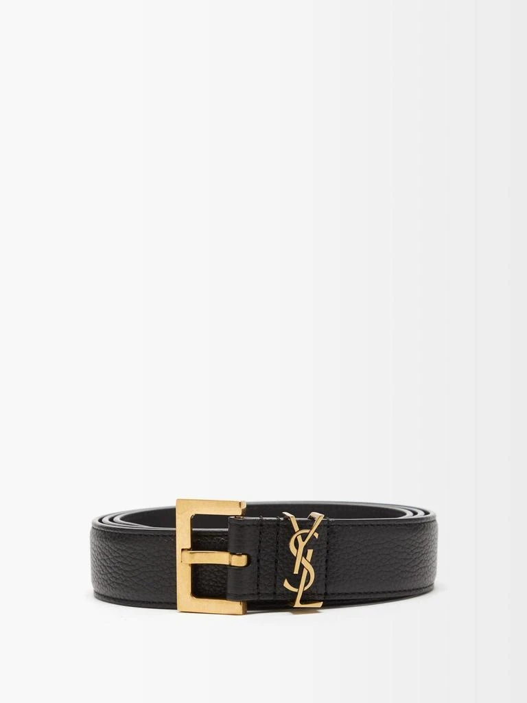 商品Yves Saint Laurent|YSL-plaque grained-leather belt,价格¥4924,第1张图片