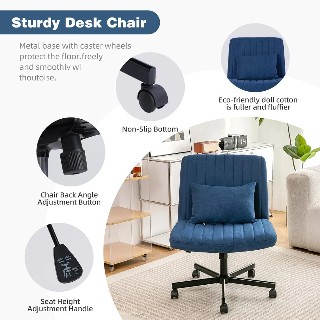 Streamdale Modern Linen Blue Criss Cross Office Chair - Product Details 商品