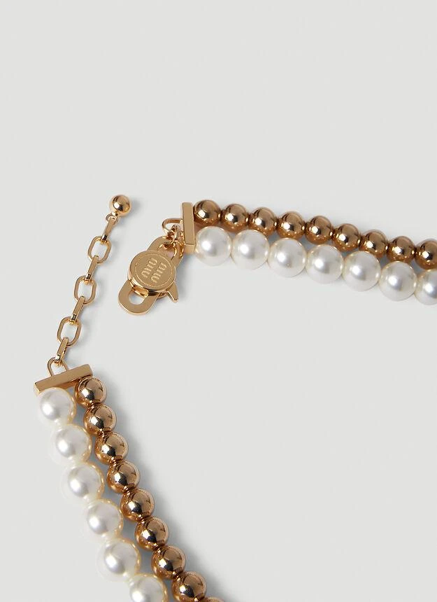 商品Miu Miu|Pearl Necklace in Gold,价格¥8798,第3张图片详细描述