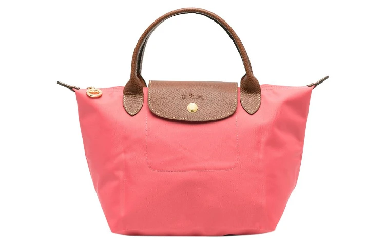商品[国内直发] Longchamp|珑骧 Le Pliage 23 刺绣微标Logo纯色按扣拉链开合饺子包手提包 小号 女款 桃红色,价格¥821,第1张图片