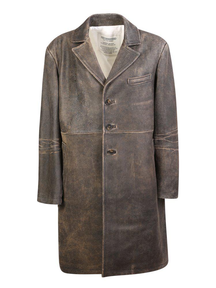 Diesel Vintage-Finish Buttoned Leather Coat商品第1张图片规格展示