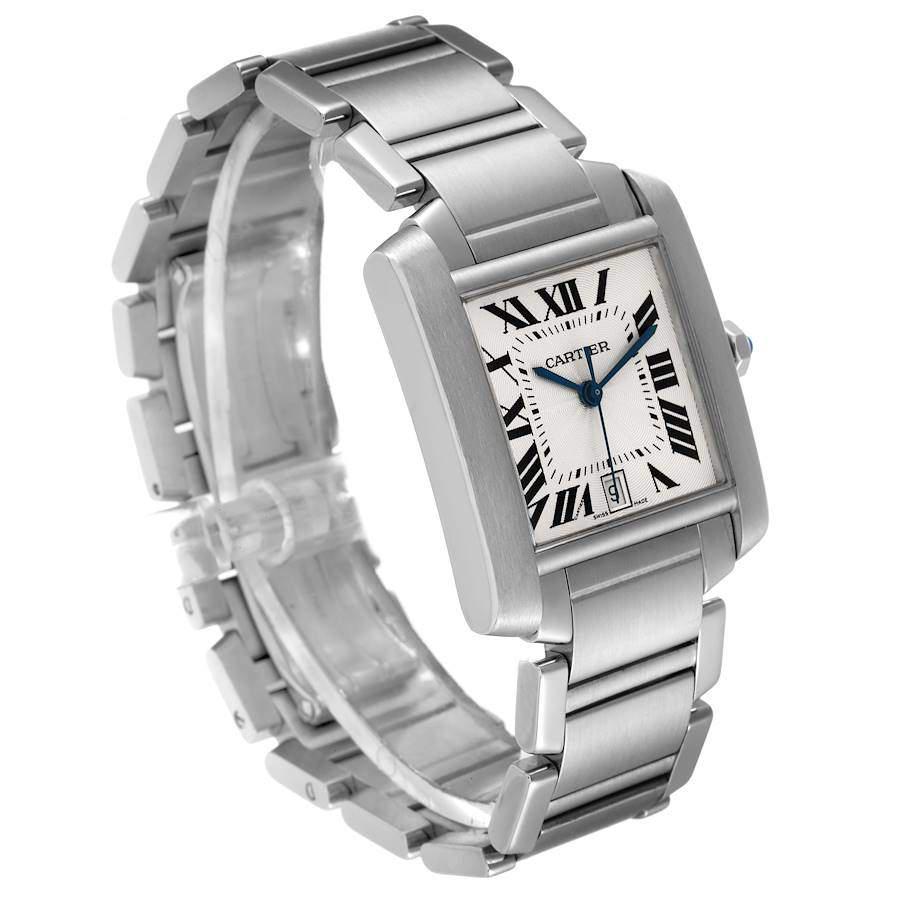 Cartier Silver Stainless Steel Tank Francaise W51002Q3 Automatic Men's Wristwatch 28 mm商品第7张图片规格展示