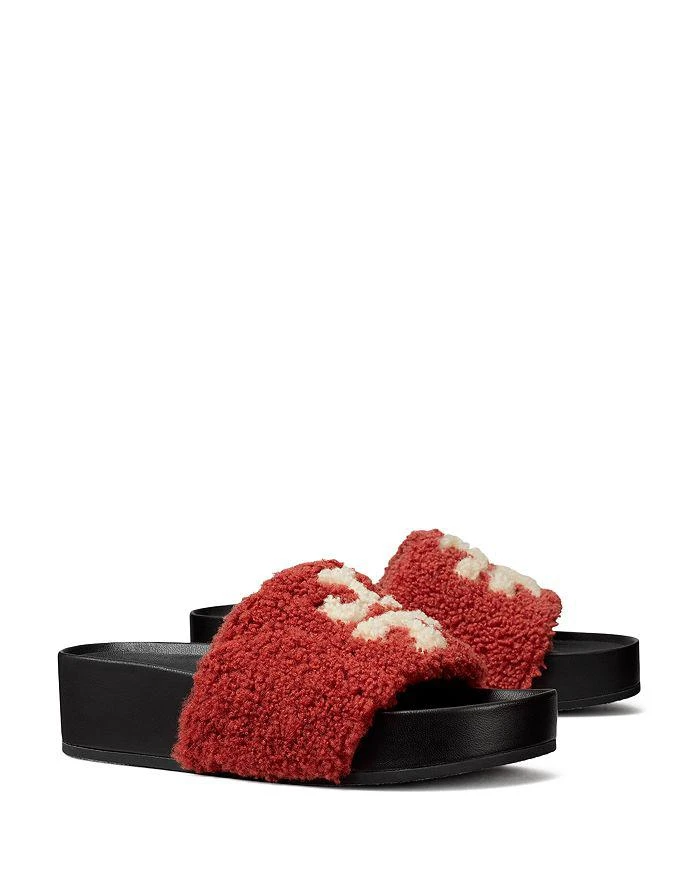 商品Tory Burch|Women's Double T Shearling Flatform Sandals,价格¥1343,第1张图片