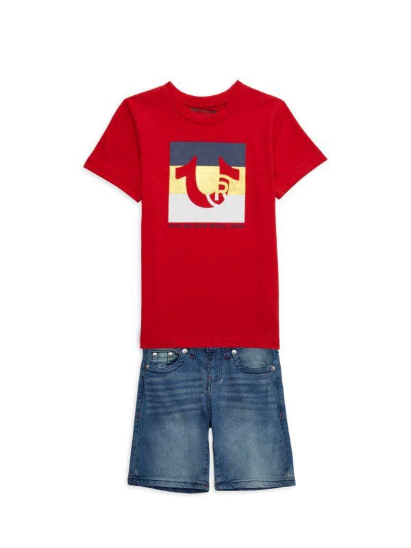 商品True Religion|Little Boy's 2-Piece Tee & Denim Shorts Set,价格¥81,第1张图片