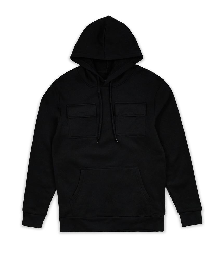商品Reason Clothing|Baxter Multi Pocket Hoodie - Black,价格¥104,第4张图片详细描述