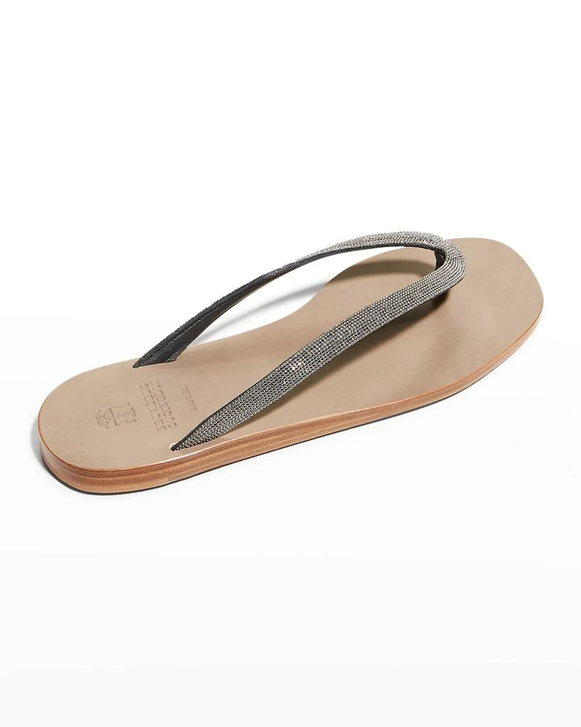 商品Brunello Cucinelli|Monili Leather Thong Sandals,价格¥3256,第3张图片详细描述