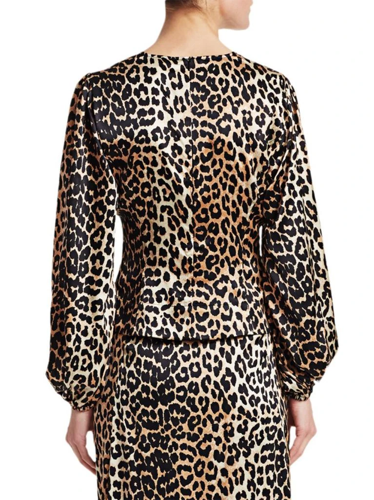 商品Ganni|Stretch Silk Satin Leopard-Print Crop Blouse,价格¥712,第4张图片详细描述