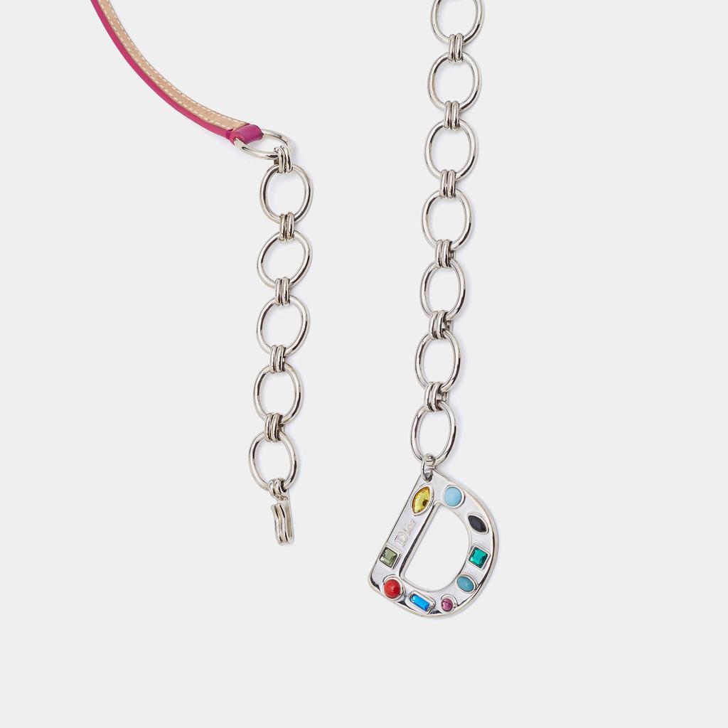 商品[二手商品] Dior|Dior Magenta Leather Crystal Embellished Logo Chain Belt 90 CM,价格¥2540,第4张图片详细描述