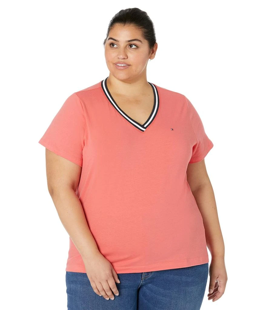 商品Tommy Hilfiger|Plus Size Short Sleeve Solid V-Neck Tee,价格¥141,第1张图片