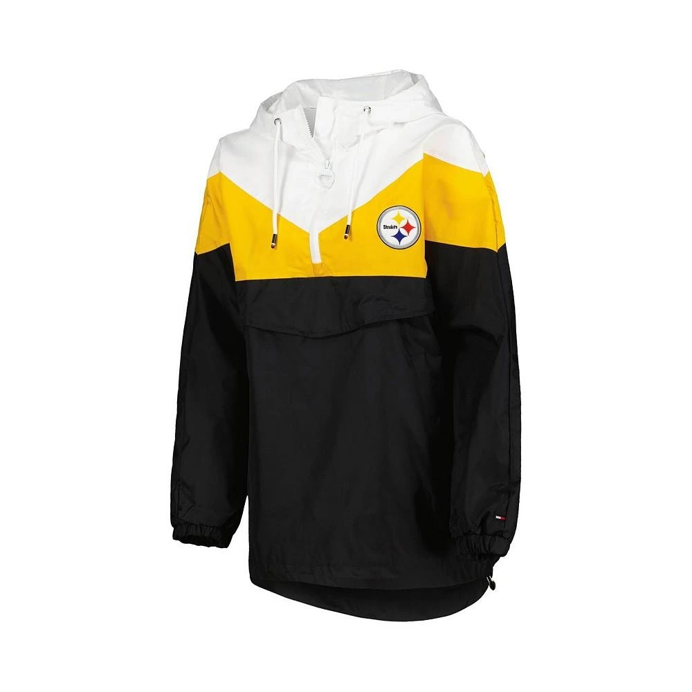 商品Tommy Hilfiger|Women's White, Gold Pittsburgh Steelers Staci Half-Zip Hoodie Windbreaker Jacket,价格¥731,第2张图片详细描述