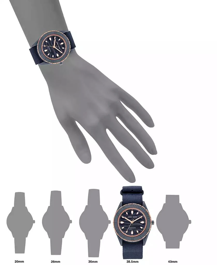 商品Anne Klein|Women's Three-Hand Quartz Navy Oceanwork Plastic Bracelet Watch, 38.5mm,价格¥535,第4张图片详细描述