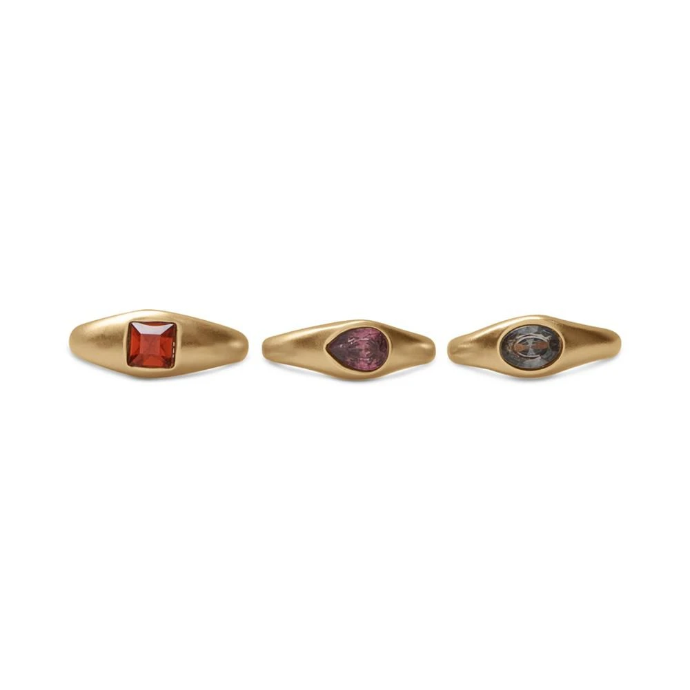 商品Lucky Brand|Gold-Tone 3-Pc. Set Multicolor Mixed Crystal Stack Rings,价格¥39,第1张图片
