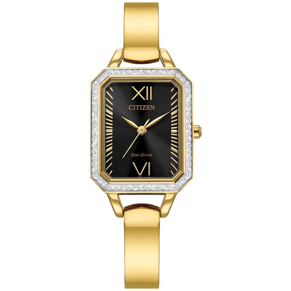 Eco-Drive Women's Crystal Gold-Tone Stainless Steel Bangle Bracelet Watch 23mm商品第1张图片规格展示