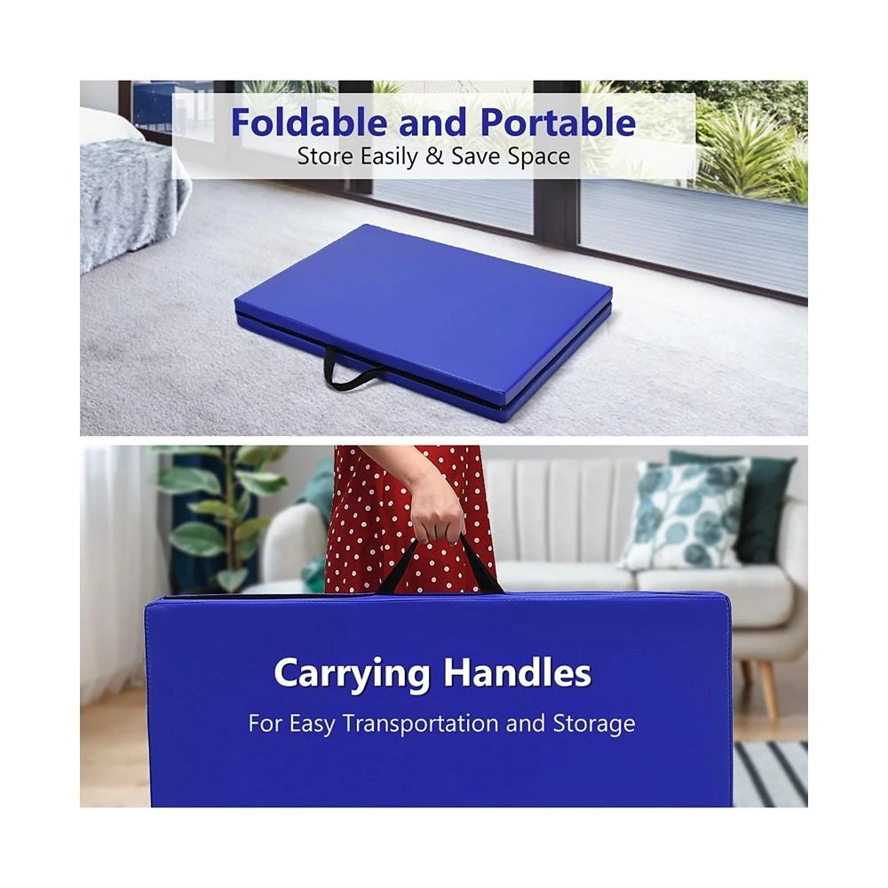 商品Costway|6'x2' Yoga Mat Folding Exercise Aerobics Stretch Gymnastic,价格¥335,第3张图片详细描述