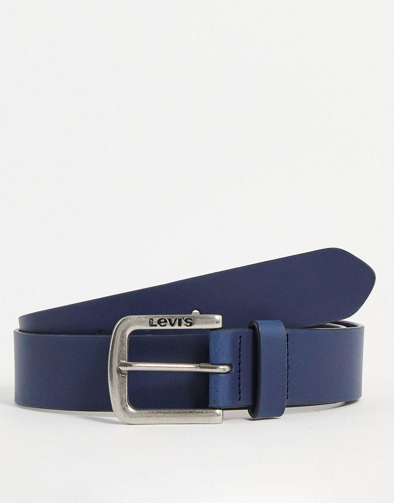 商品Levi's|Levi's seine leather belt in navy,价格¥223,第1张图片