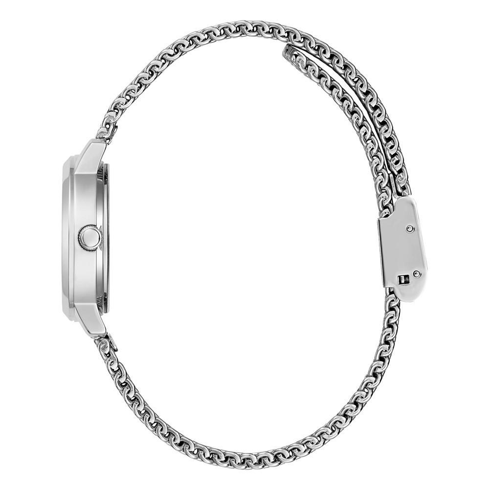 商品GUESS|Women's Silver-Tone Mesh Bracelet Watch 25mm,价格¥706,第4张图片详细描述