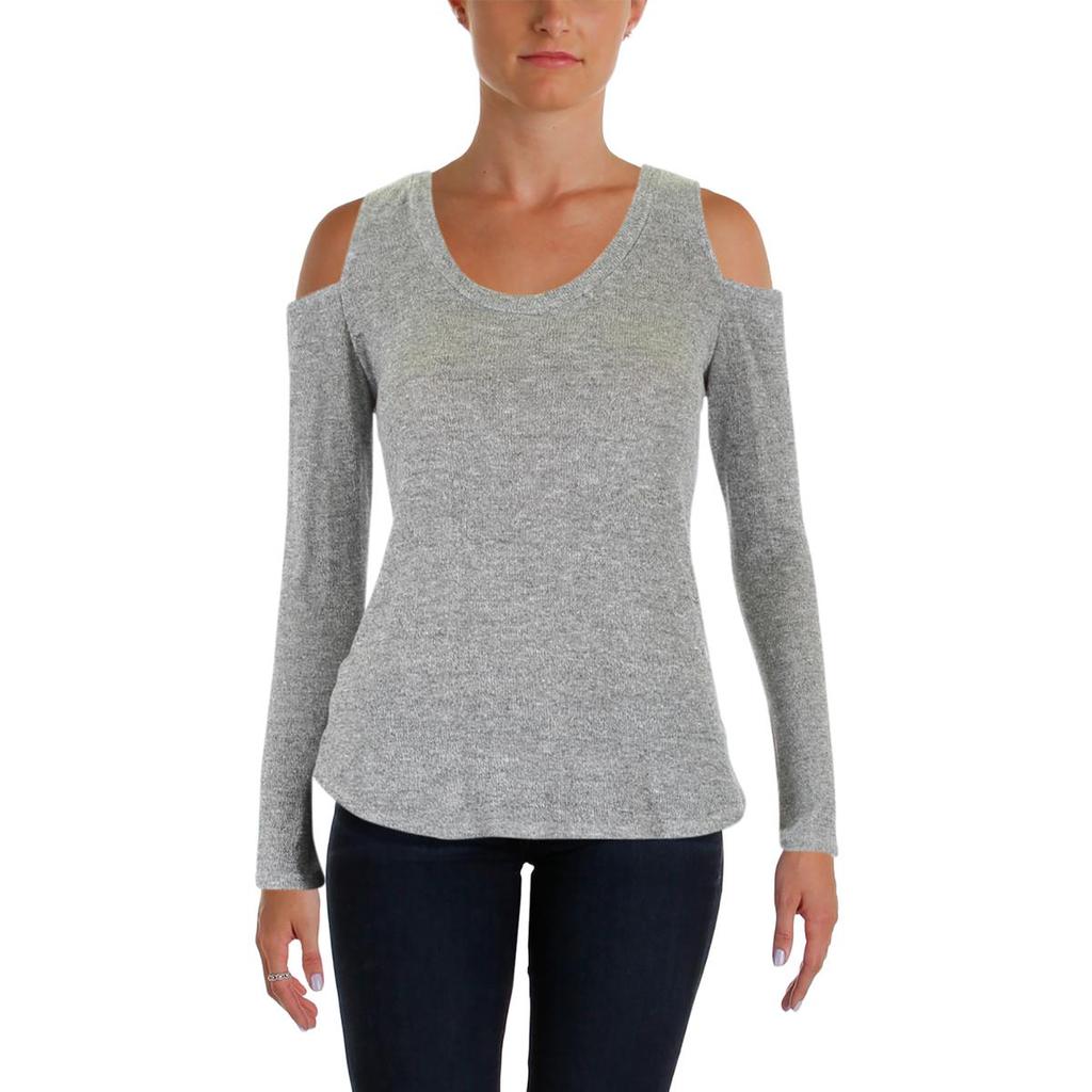 Aqua Womens Metallic Cold Shoulder Pullover Sweater商品第1张图片规格展示