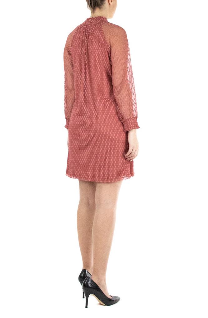 Shirred Mock Neck Long Sleeve Dress商品第2张图片规格展示