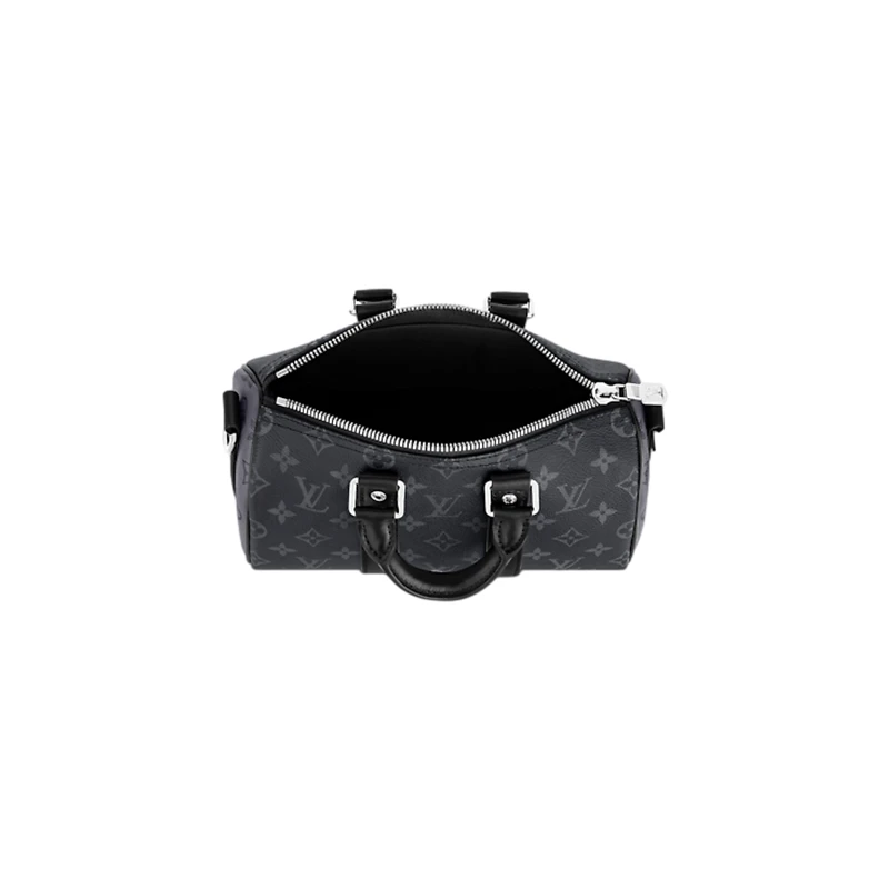 商品Louis Vuitton|【预售十天】路易威登 23新款 Keepall 25男士黑色交织字母帆布配皮带可拆卸可调节肩带斜挎包/手提包 M46271,价格¥17282,第5张图片详细描述