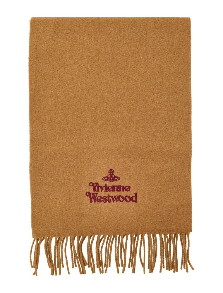 商品Vivienne Westwood|Vivienne Westwood Logo Embroidered Fringed Scarf,价格¥968,第1张图片