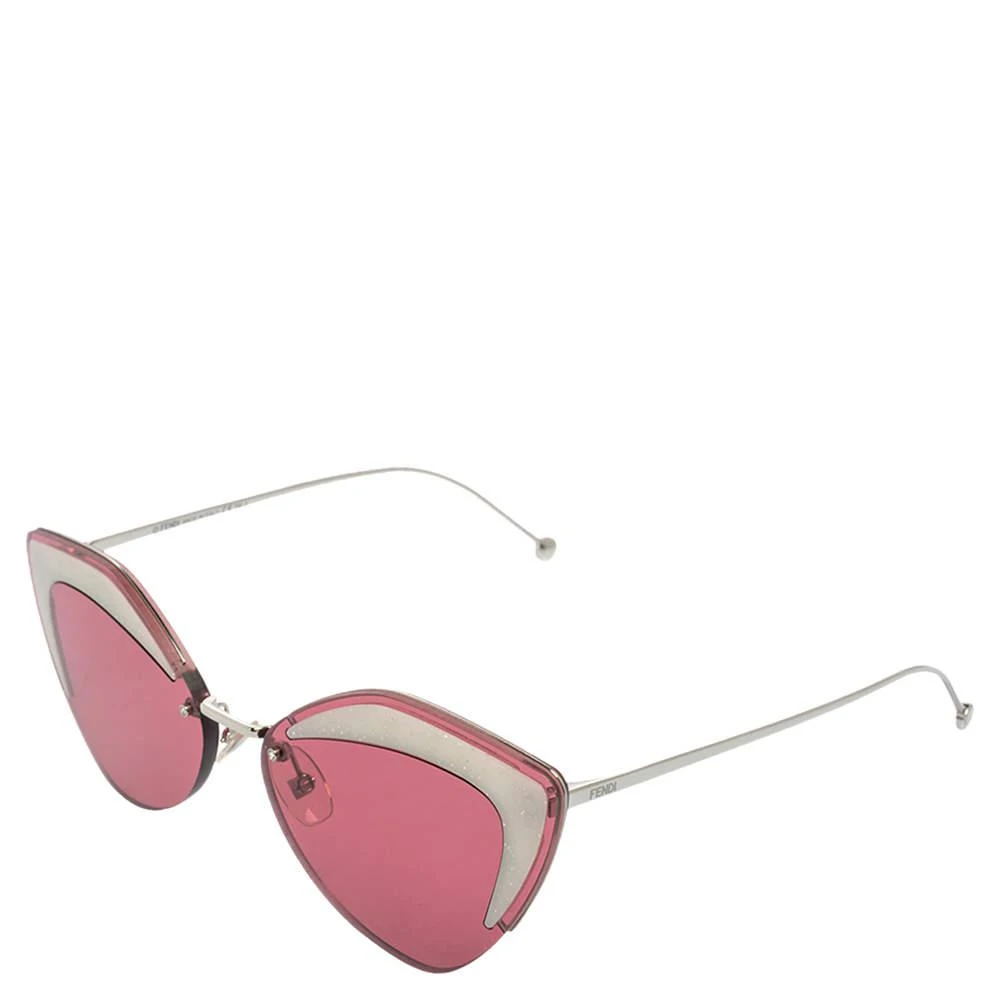 商品Fendi|Fendi Silver/Grey Glitter FF0355/S Pink Lens Rimless Cat Eye Sunglasses,价格¥1068,第3张图片详细描述