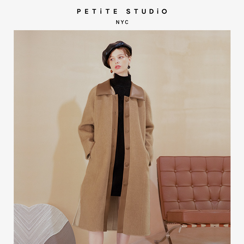 商品[国内直发] Petite Studio NYC|Delphine驼色高级感气质长款优雅羊毛大衣 | Delphine Wool Coat - Camel,价格¥2224,第1张图片