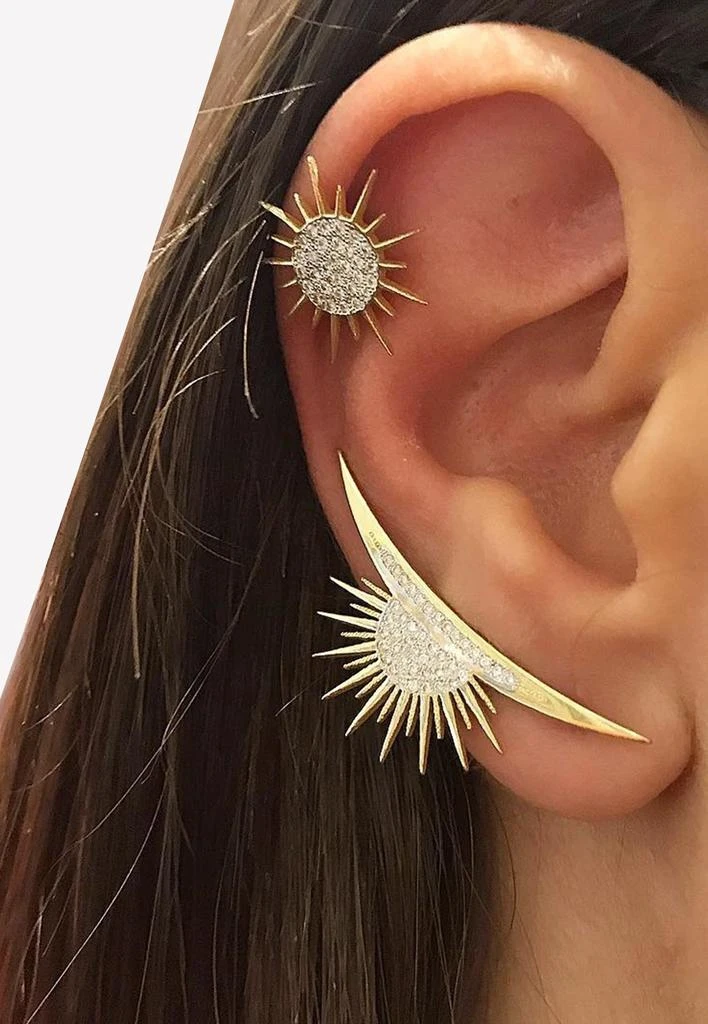 商品Falamank|Soleil Collection Ear Cuff in 18-karat Yellow Gold with White Diamonds,价格¥7881,第2张图片详细描述