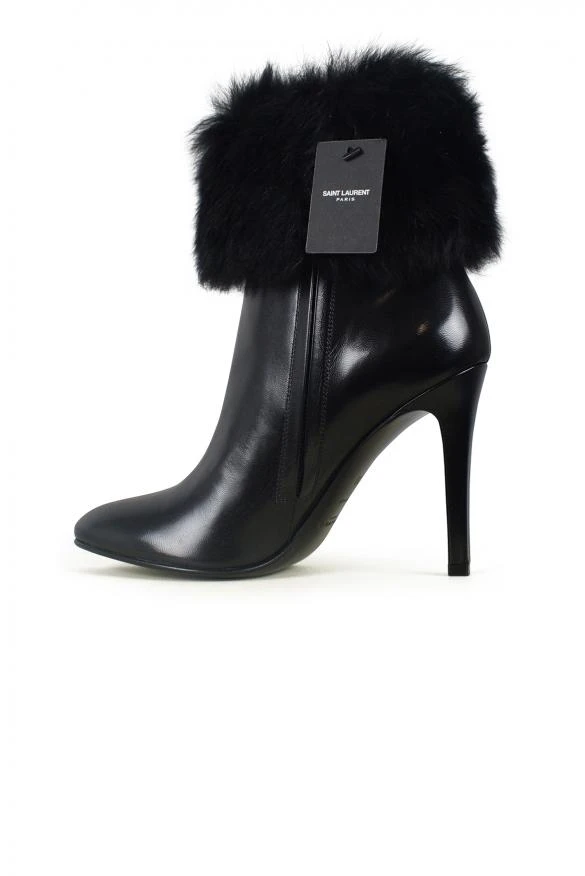 商品Yves Saint Laurent|Luxury shoes for women saint laurent boots in black leather with fur,价格¥5070,第4张图片详细描述