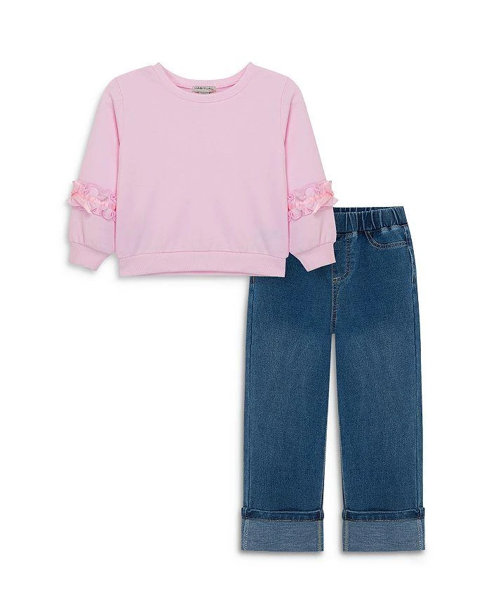 商品Habitual|Girls' Ruffled Trim Top & Jeans Set - Big Kid,价格¥302,第1张图片详细描述