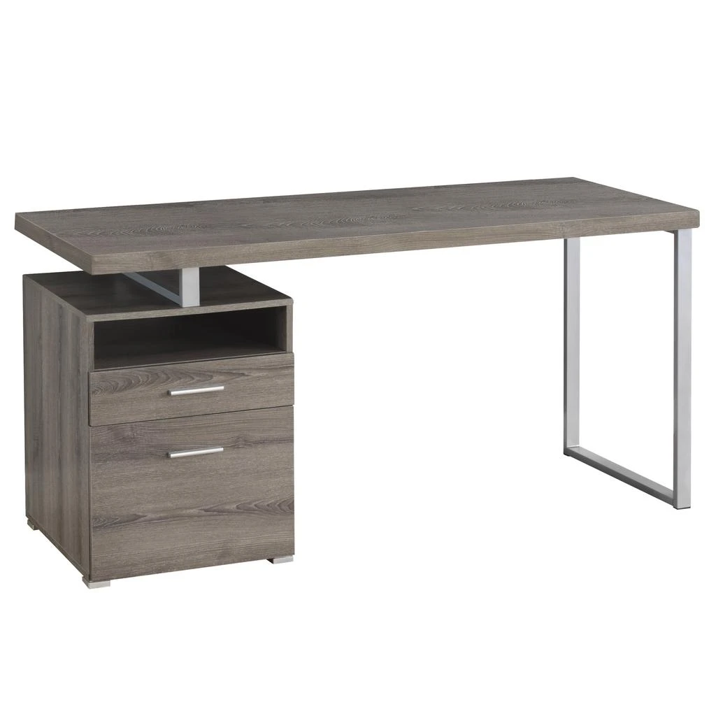 商品Homezia|24" Taupe and Silver Computer Desk With Two Drawers,价格¥5845,第1张图片