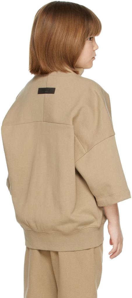 Kids Tan Three-Quarter Sleeve Jacket商品第4张图片规格展示