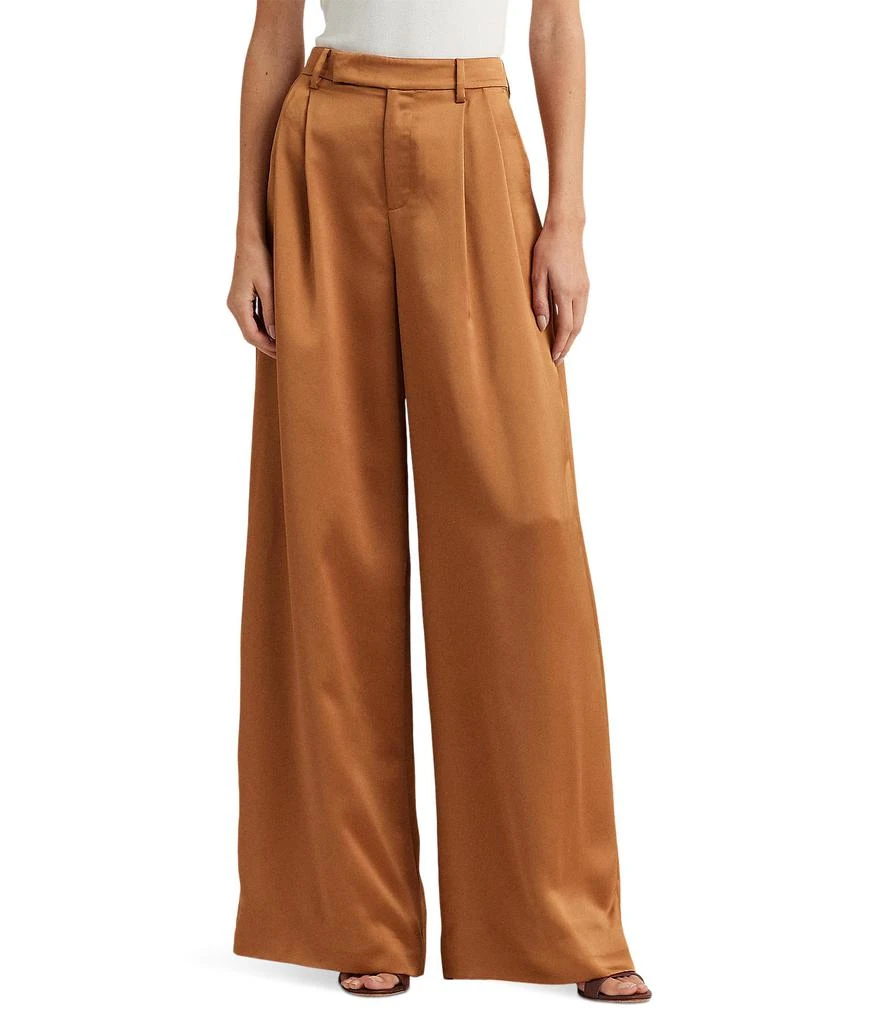 商品Ralph Lauren|Pleated Satin Charmeuse Wide-Leg Pants,价格¥1682,第1张图片