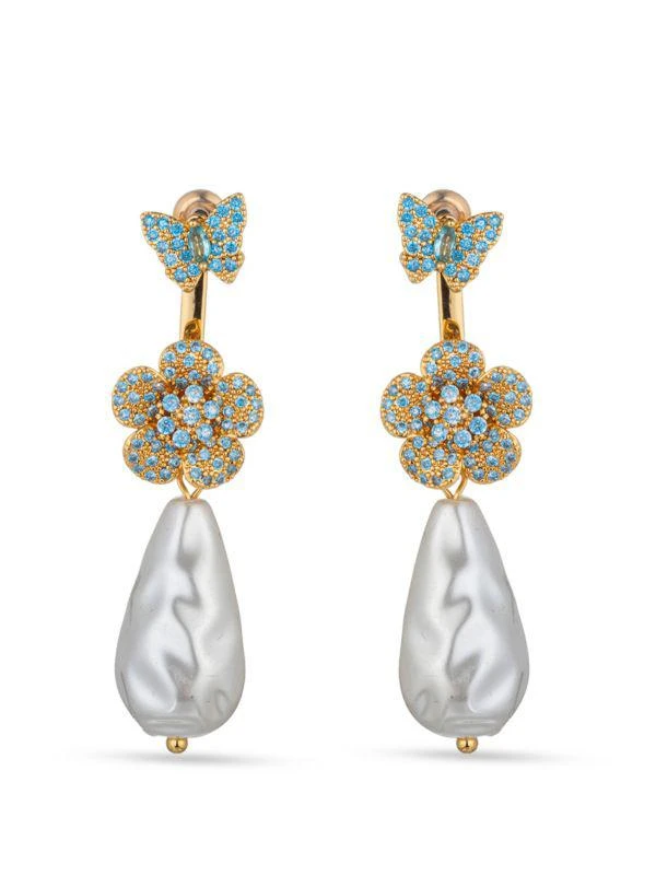 商品Eye Candy LA|Zoe 18K Goldplated, Cubic Zirconia and Shell Pearl Dangle Earrings,价格¥344,第1张图片