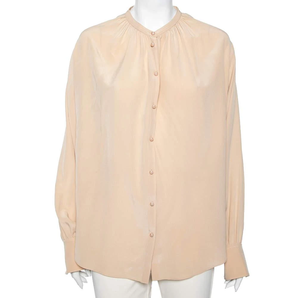 商品[二手商品] Joseph|Joseph Beige Silk Oriental Neckline Everett Button Front Top L,价格¥886,第1张图片