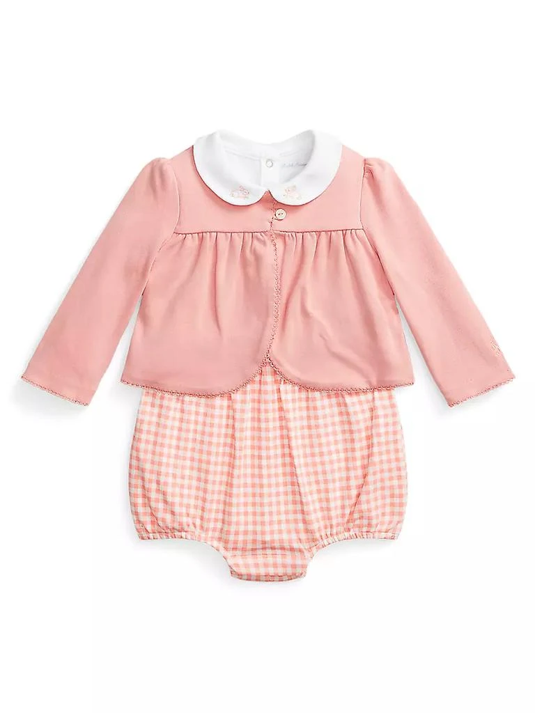商品Ralph Lauren|Baby Girl's 3-Piece Cardigan, Bodysuit &amp; Gingham Print Romper Set,价格¥362,第1张图片