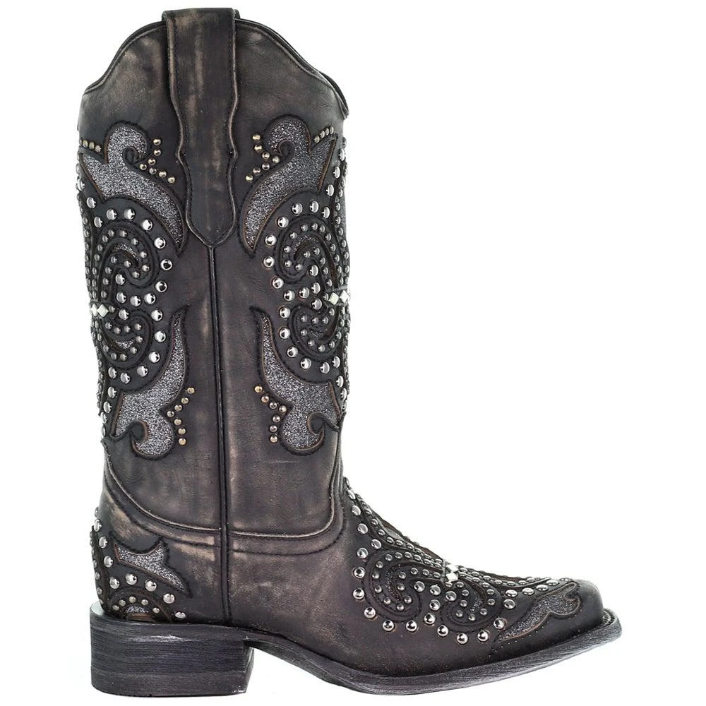 商品Corral Boots|Studded Tooled Inlay Snip Toe Cowboy Boots,价格¥1426,第1张图片详细描述